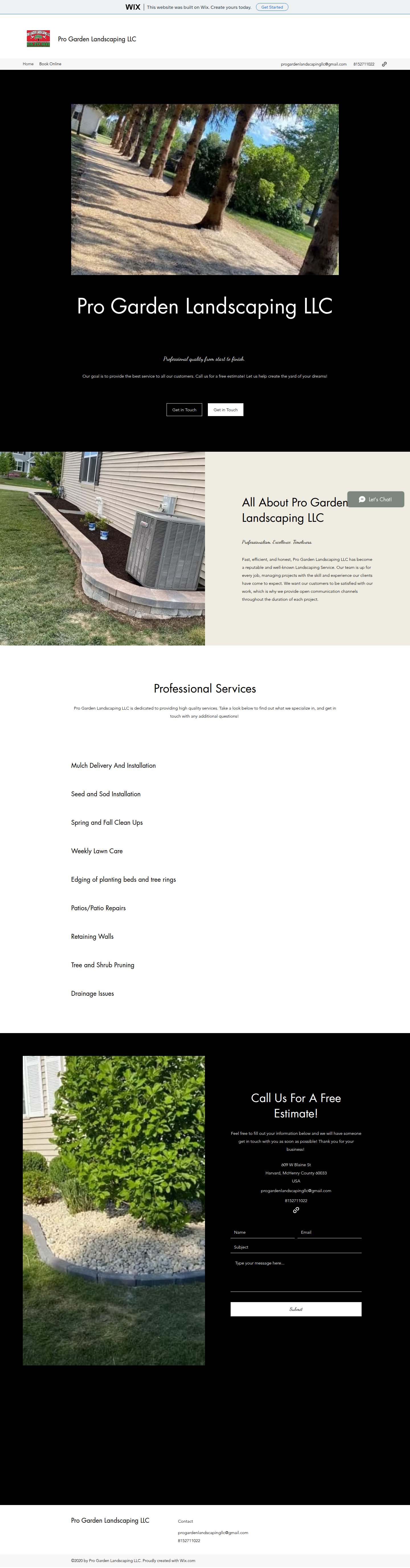 Current-site screenshot for Pro Garden Landscaping LLC