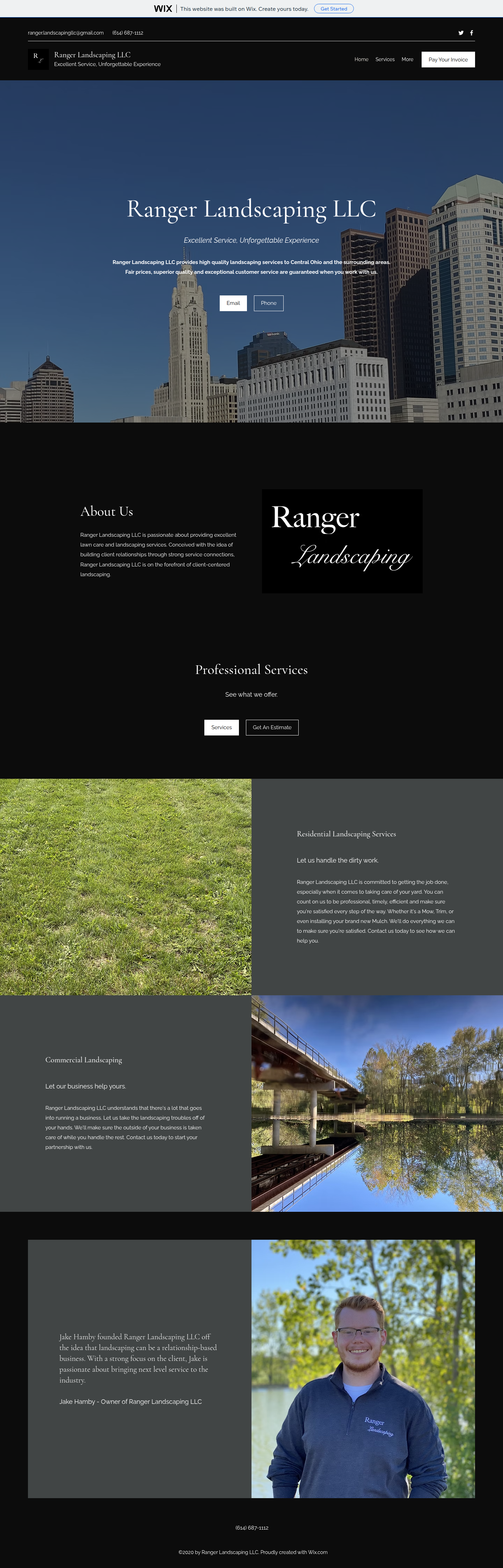 Current-site screenshot for Ranger Landscaping LLC