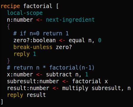 factorial example