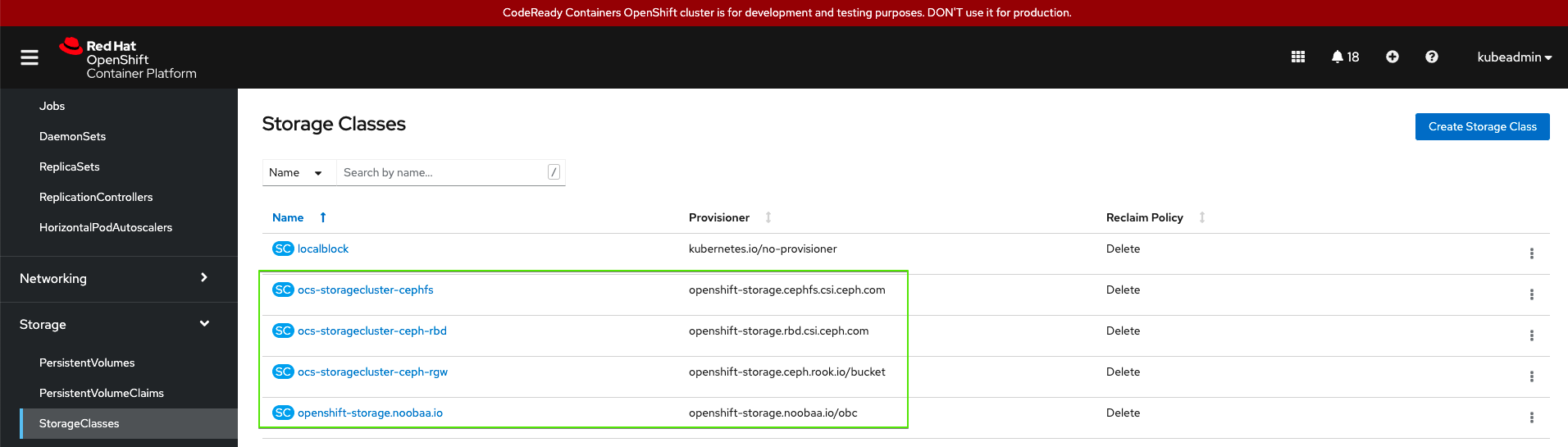 ODF Storage Classes