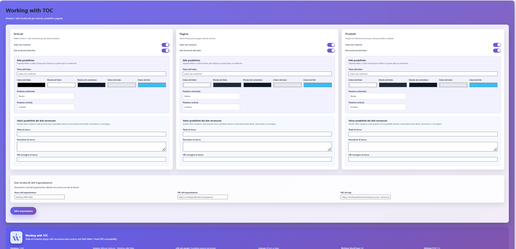 Sticky accordion TOC displayed on the frontend
