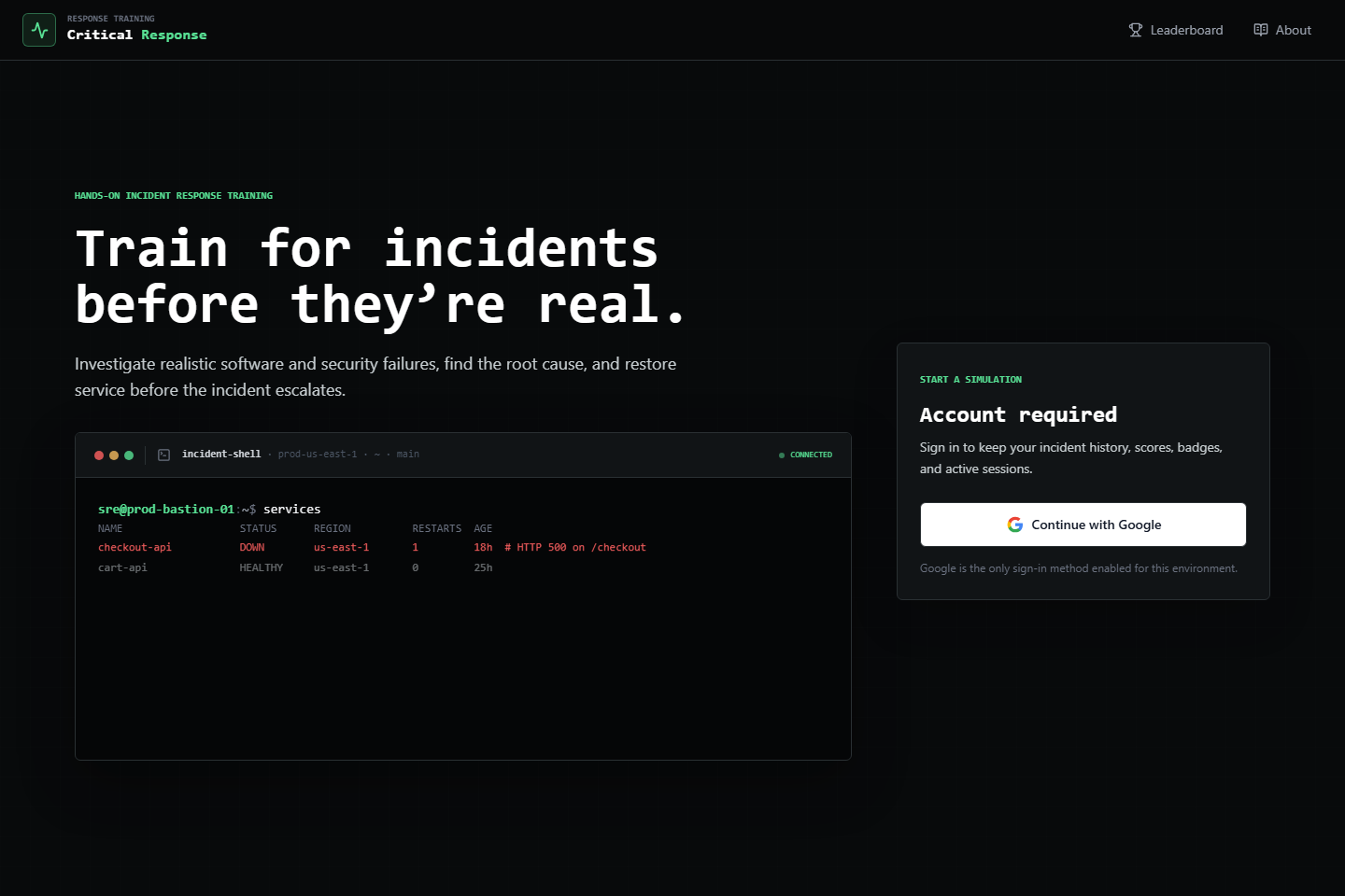 Critical Response homepage