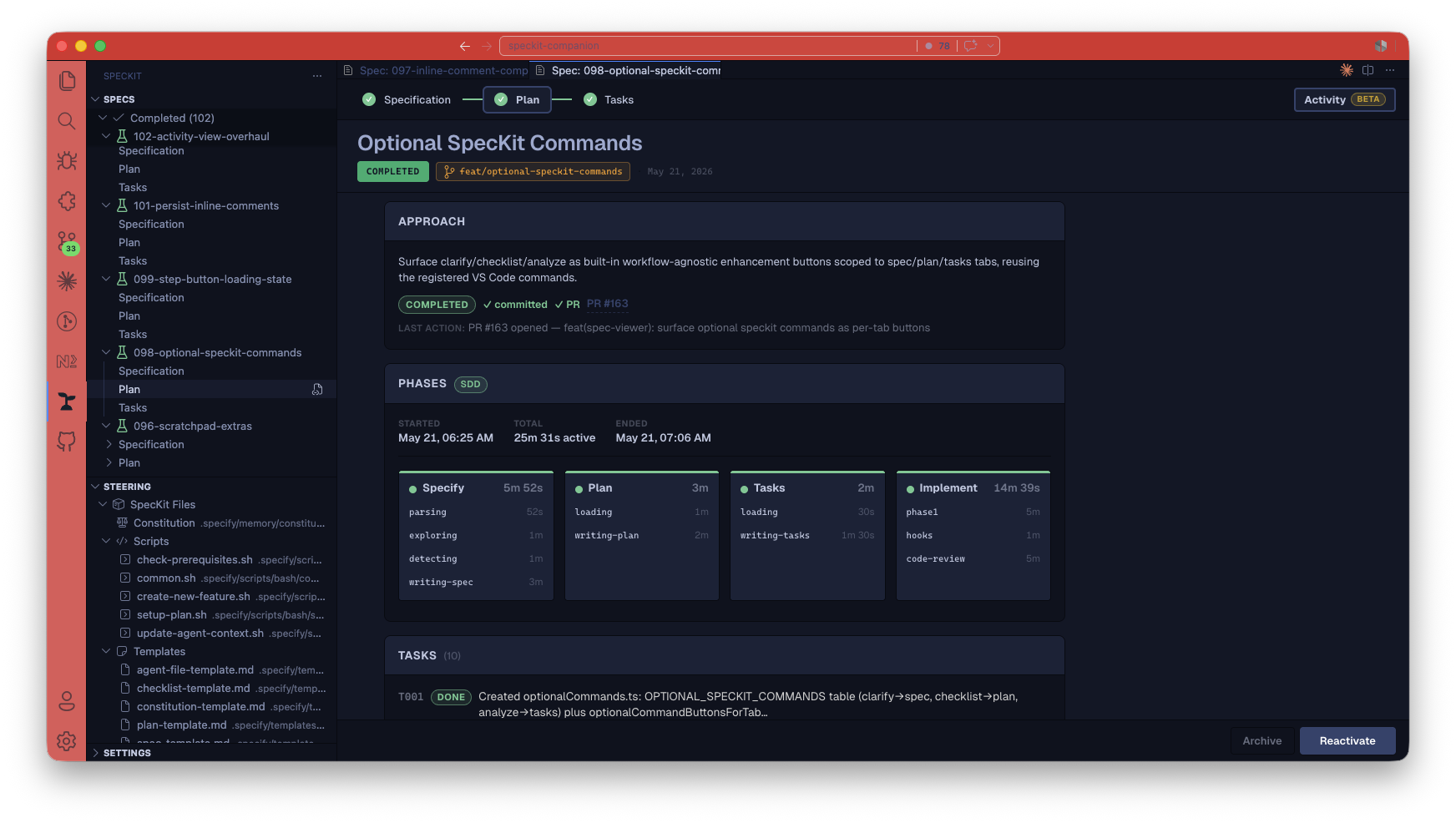 Activity Panel