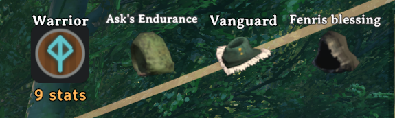The buff in use on the HUD, followed by its effects