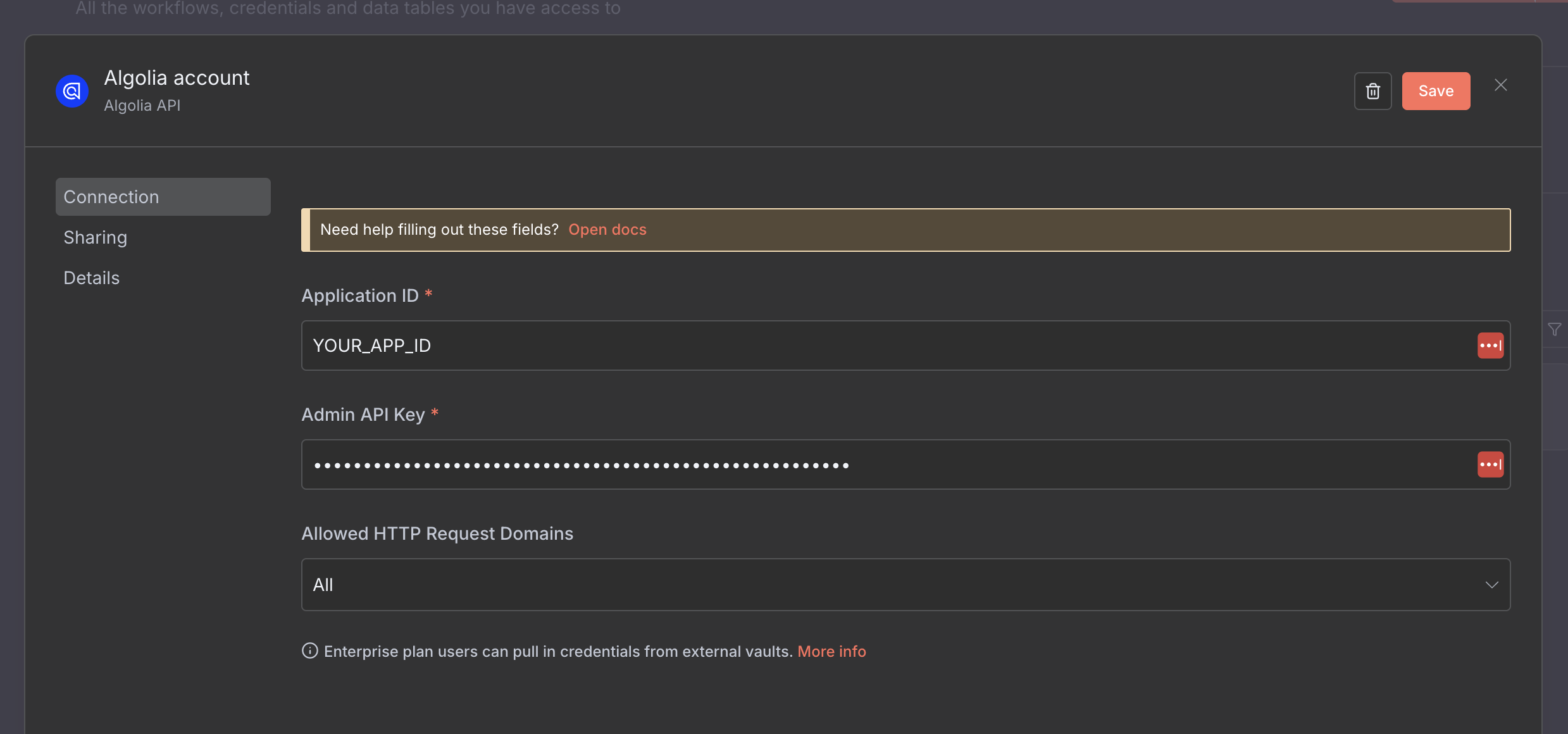 Credentials page