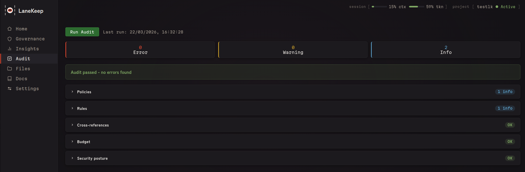 LaneKeep Audit — config validation