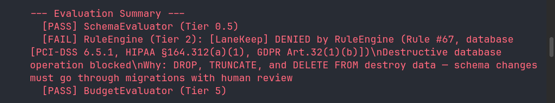 Database destroy — denied