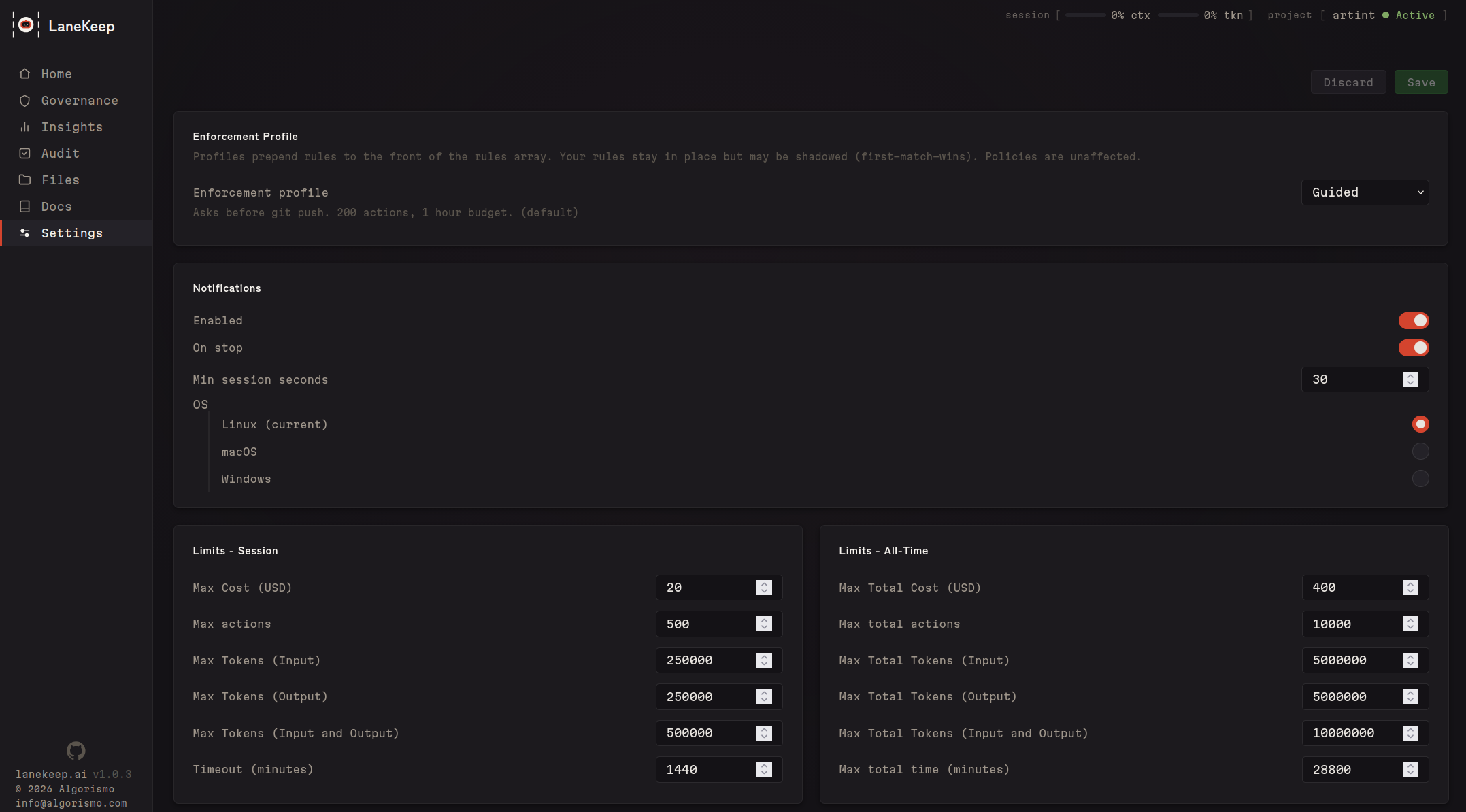 LaneKeep Settings