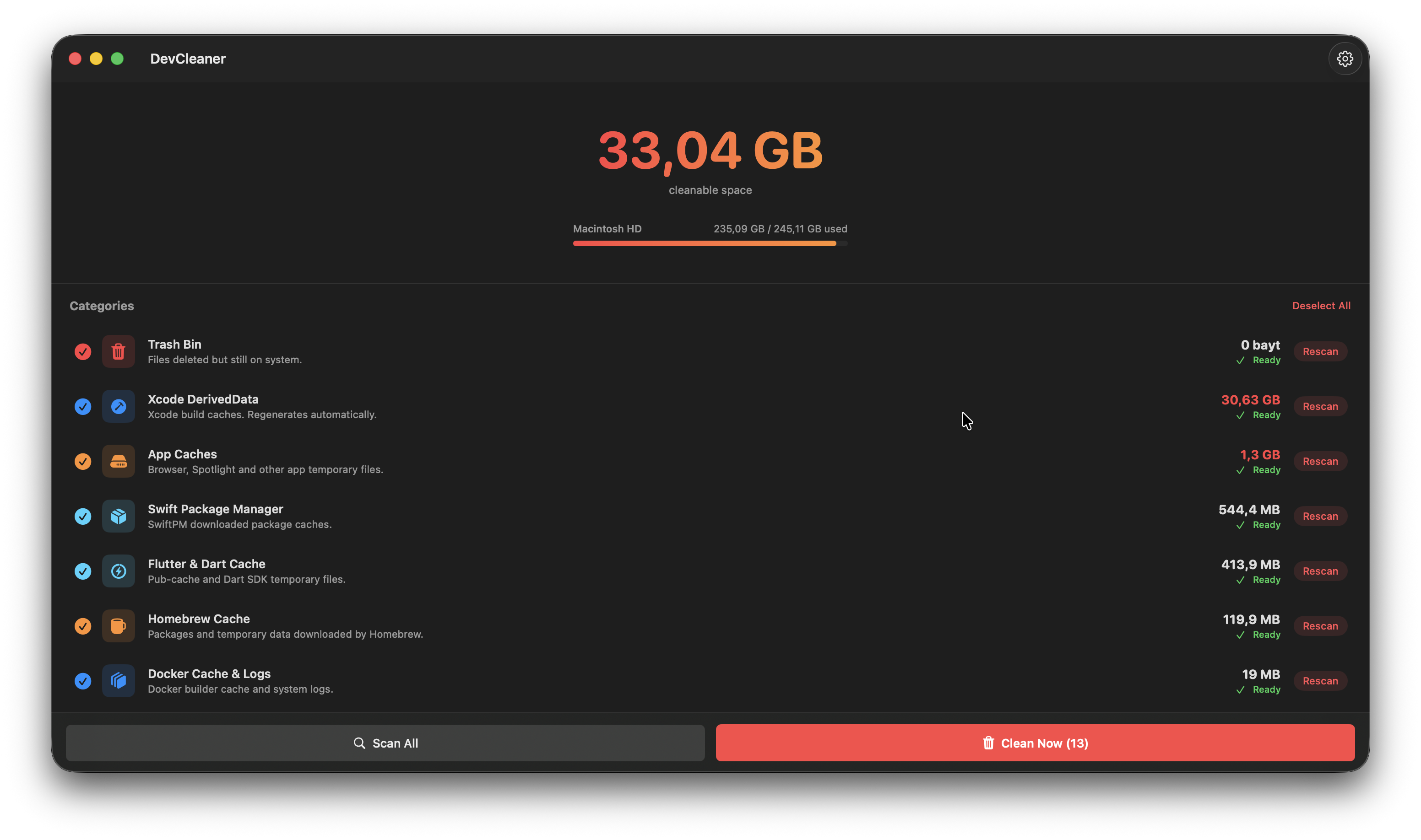 DevCleaner Screenshot 2
