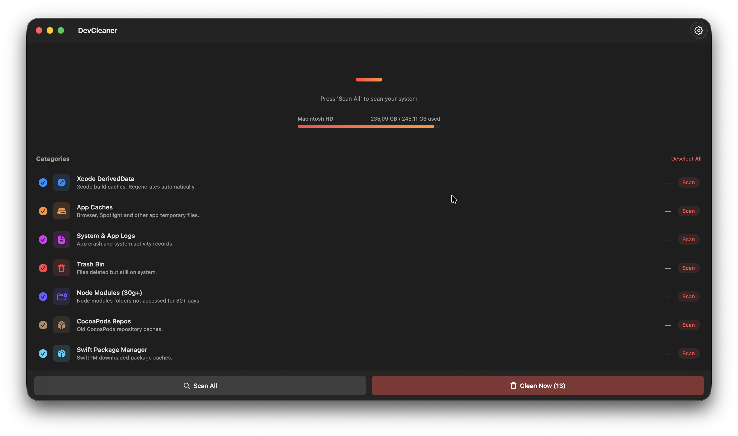DevCleaner Screenshot 1