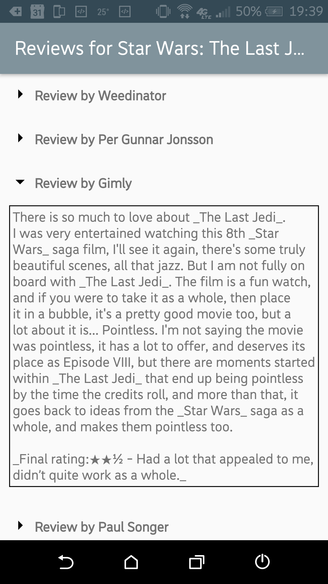 Movie reviews