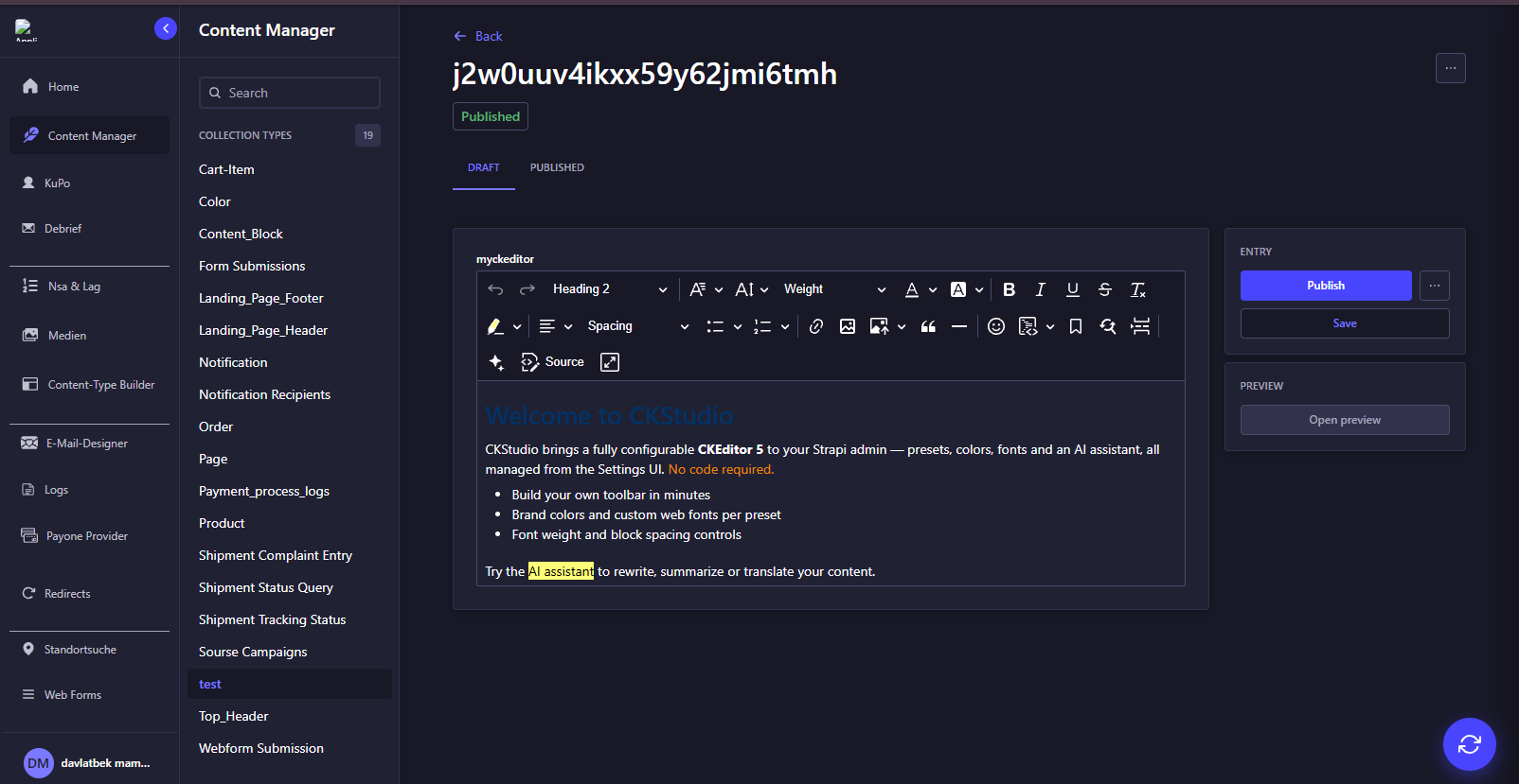 CKStudio editor field