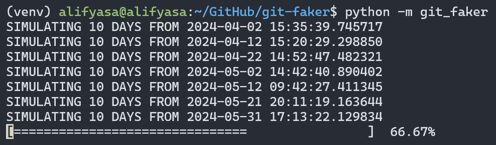 Image of Git Faker During Execution