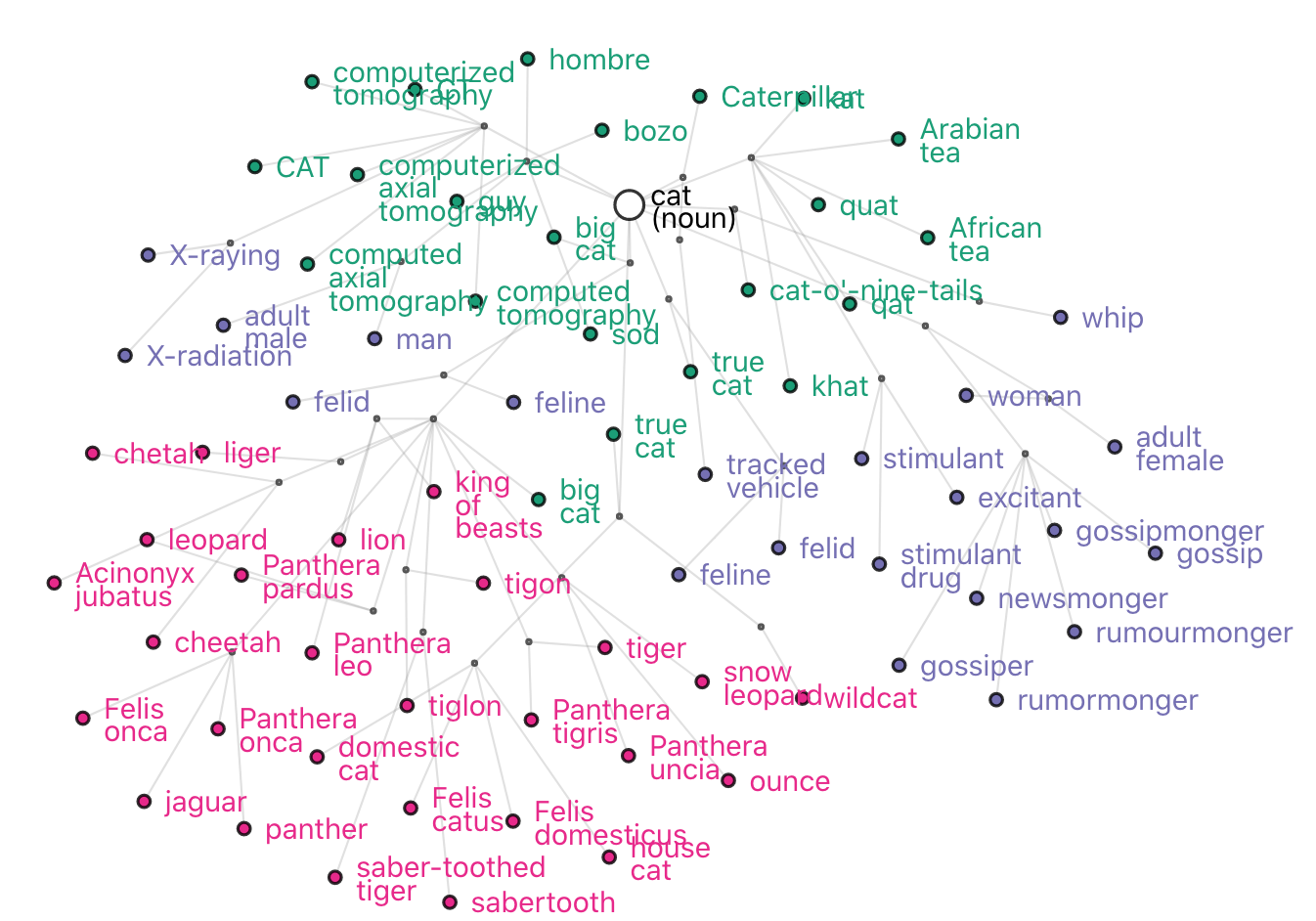 Screenshot of a graph with lexical relations