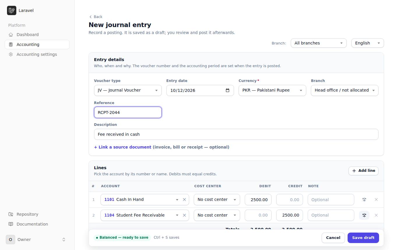 Journal form, Livewire 4