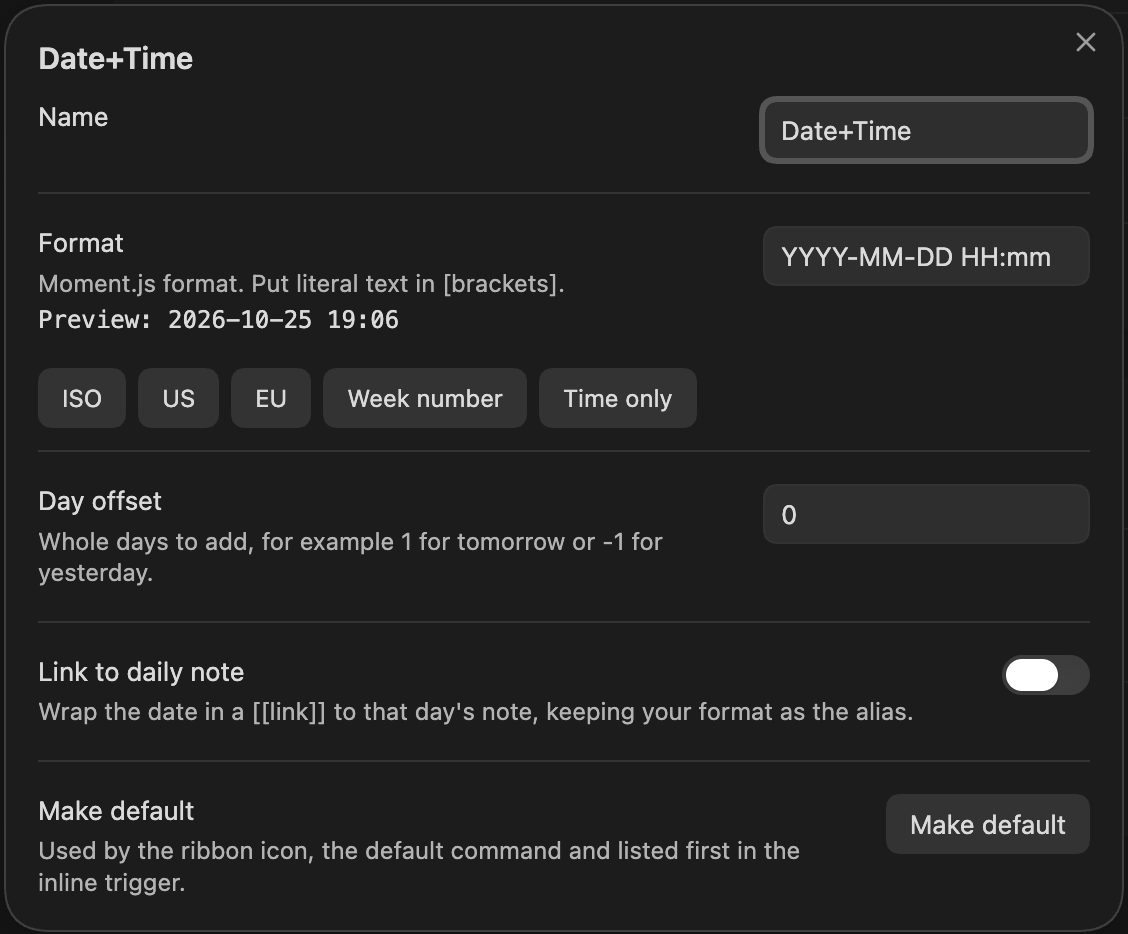 Daystamp - Obsidian Plugin