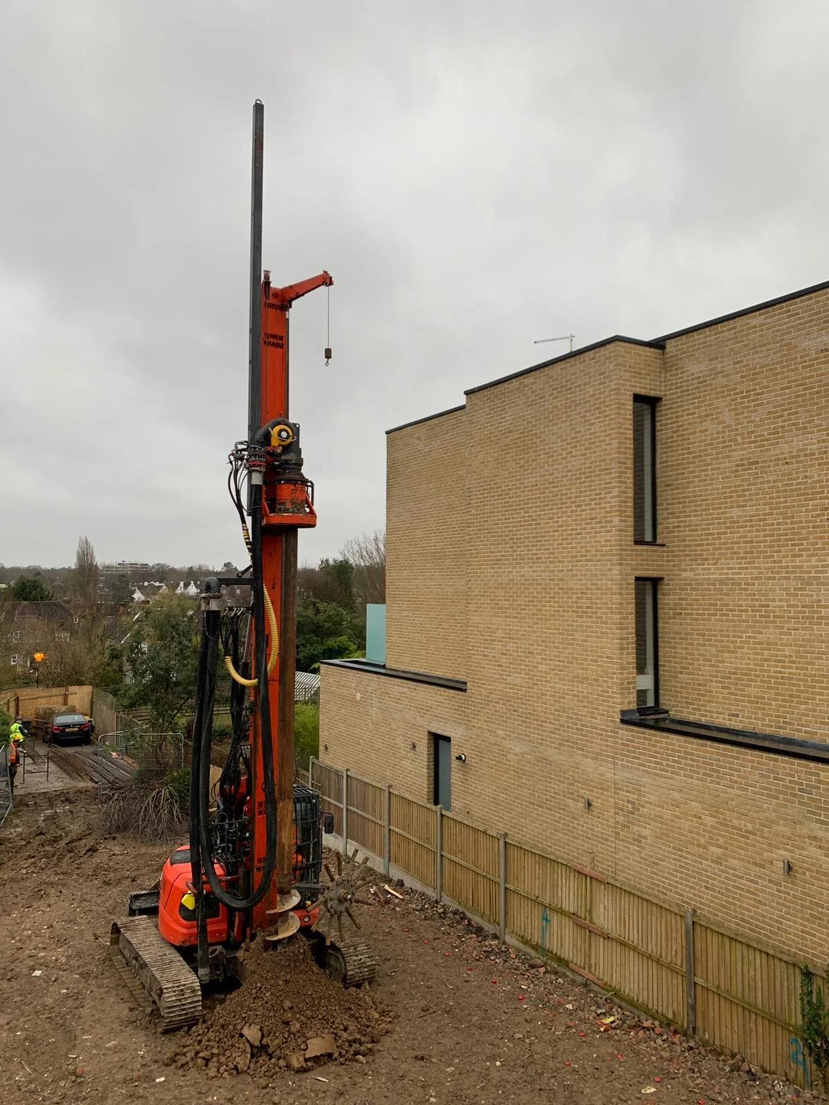 Geotechnical and piling drilling equipment on site