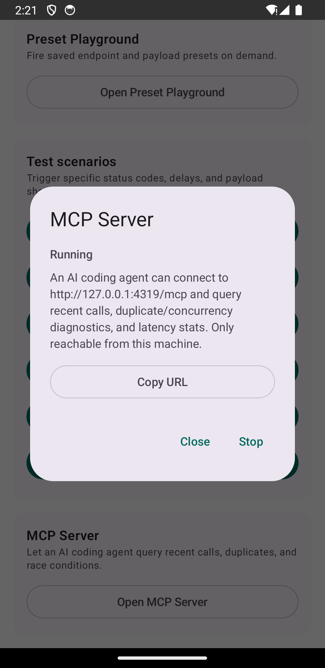 The MCP Server extension, running