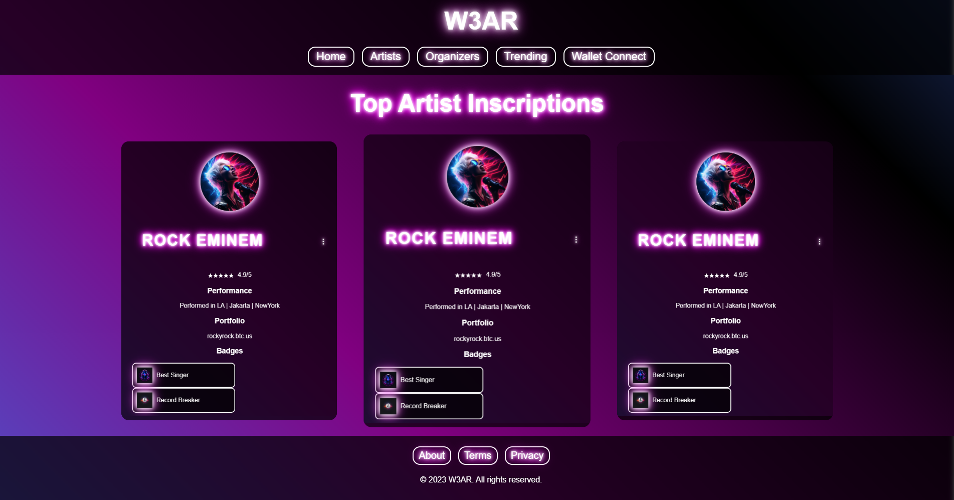 Top Artist Inscriptions