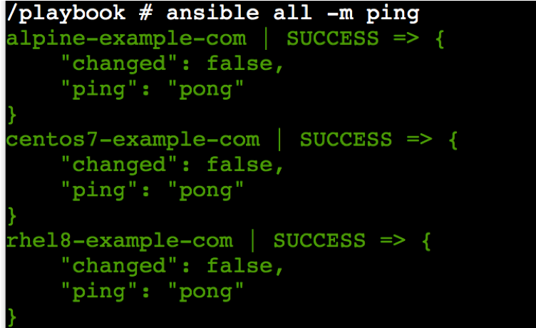 Ansible Ping output