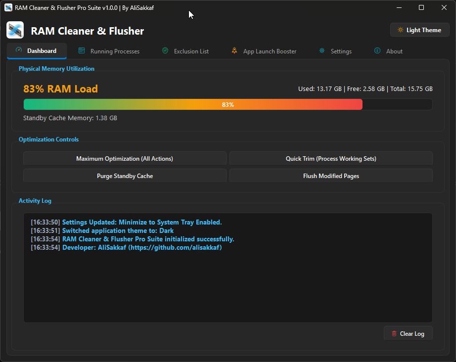 High RAM Load Before Cleaning