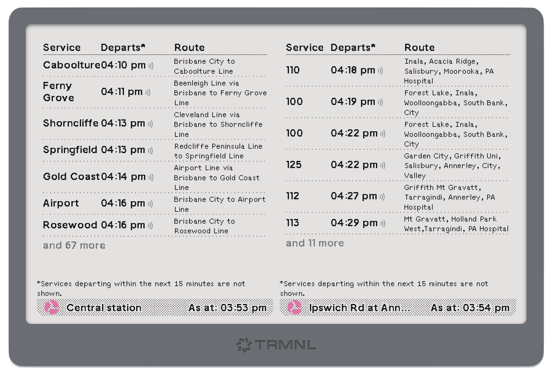 Queensland Stop Timetable (Translink) Screenshot