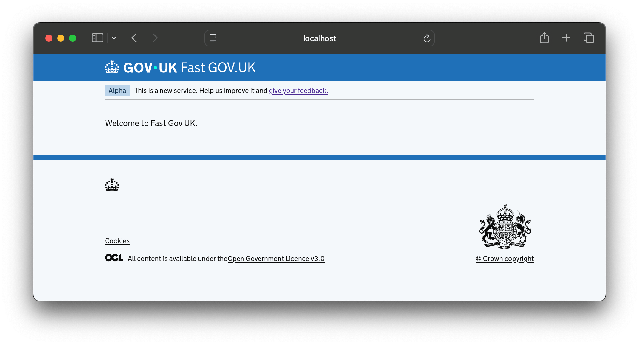 Screenshot of the home page