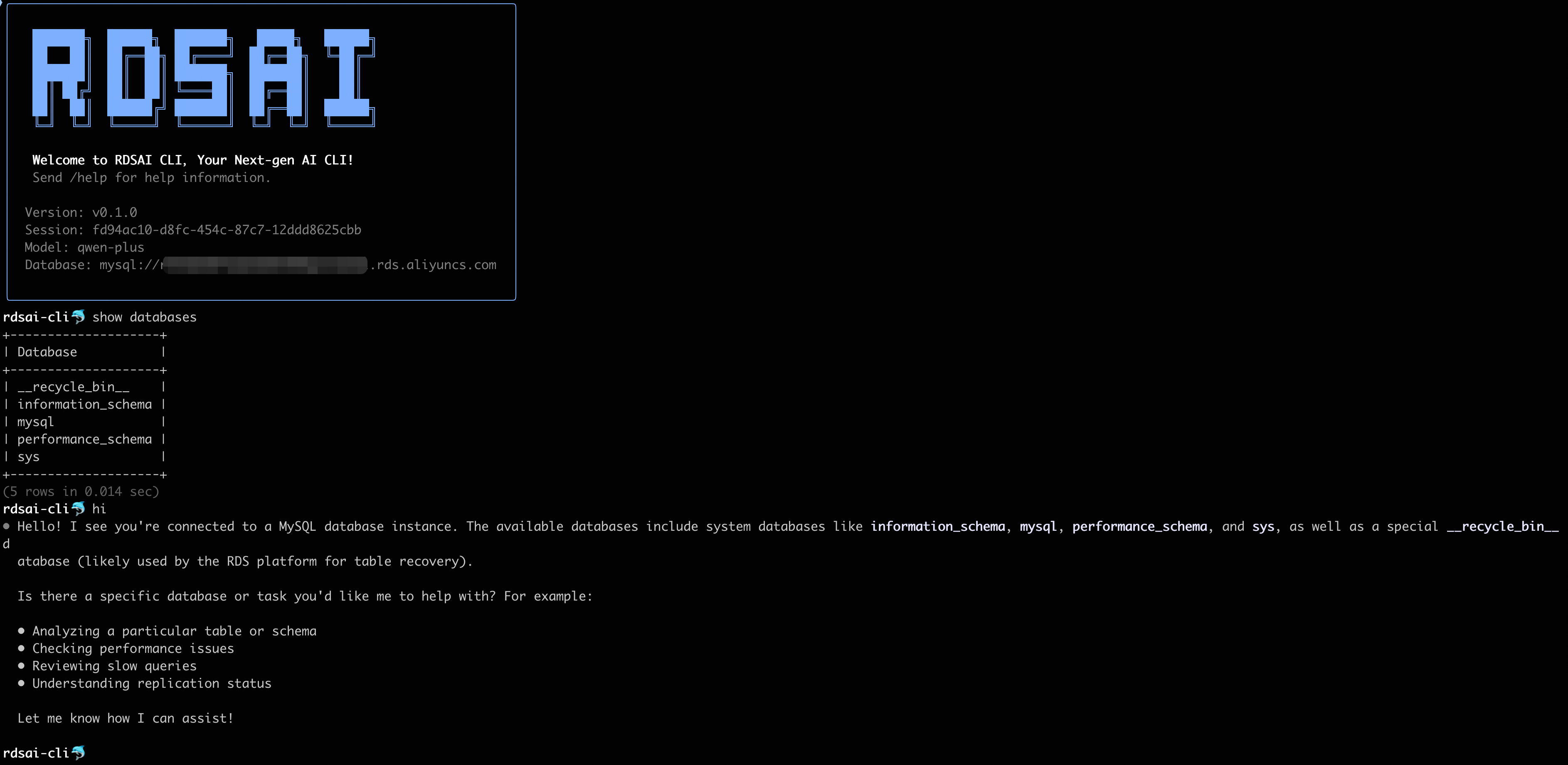 RDSAI CLI Screenshot