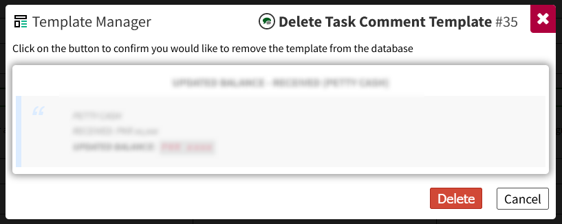 Delete Comment Template Template Manager