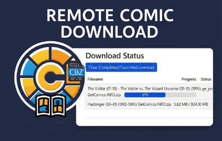 CLU browser extension sending a comic download to the app