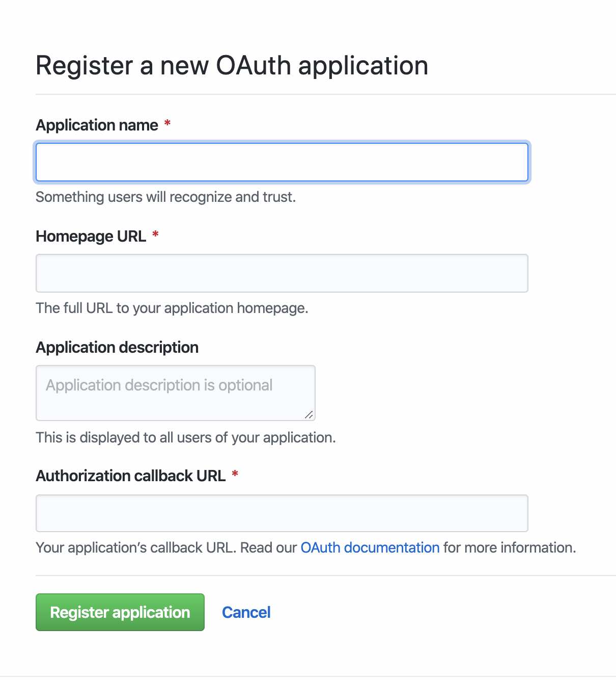 New OAuth App