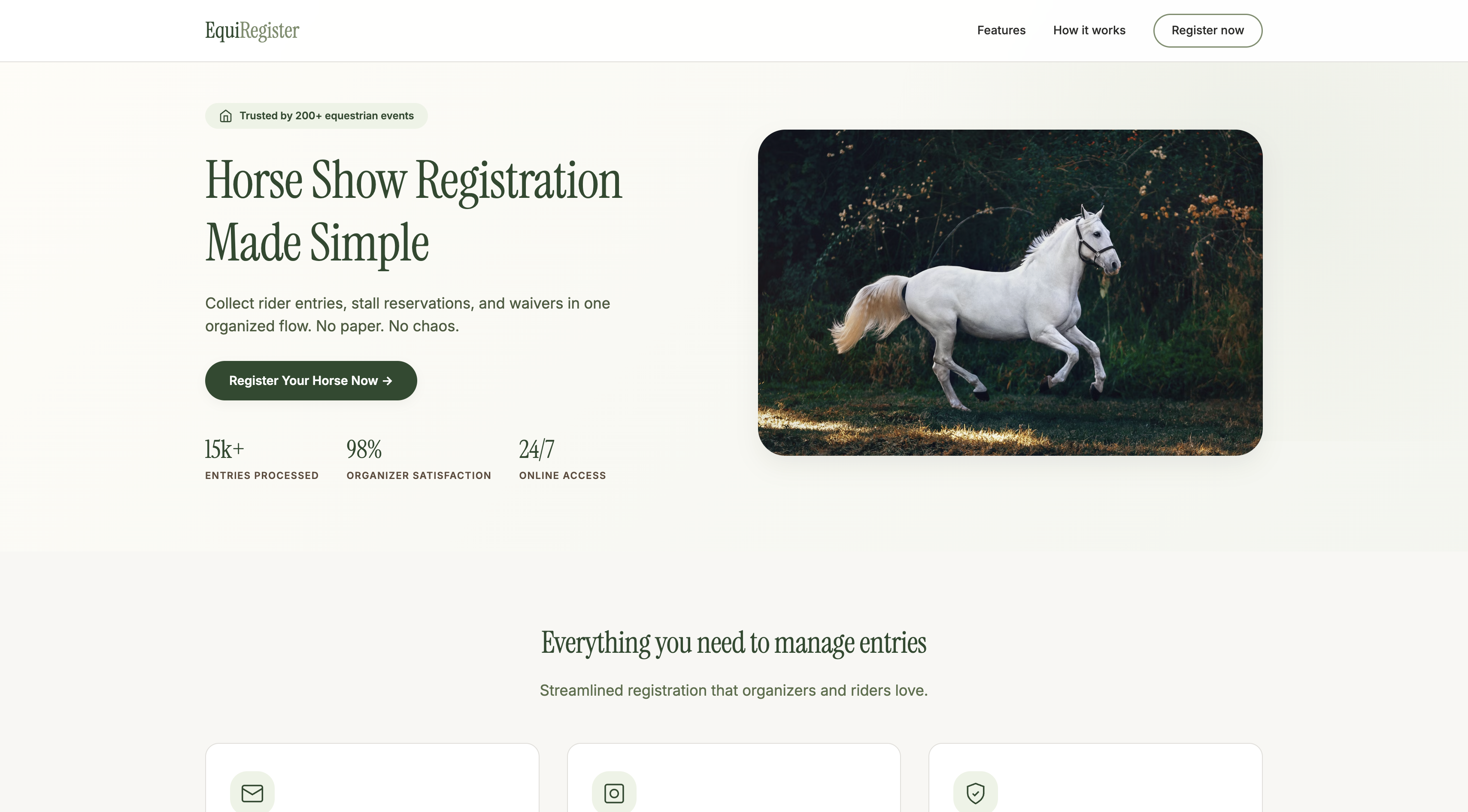 EquiRegister equestrian event registration template preview