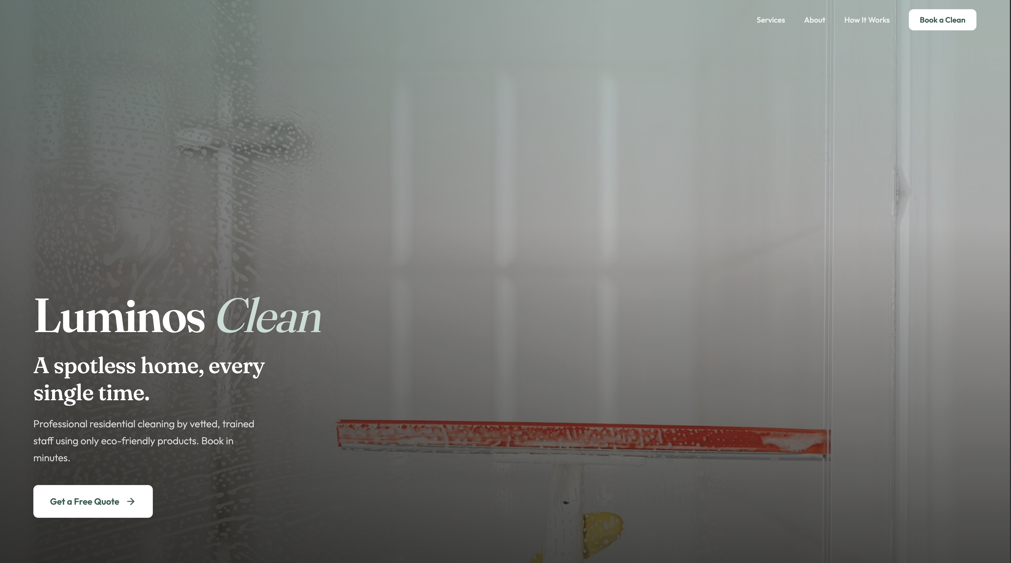 Cleaning service website template preview: services and appointment form