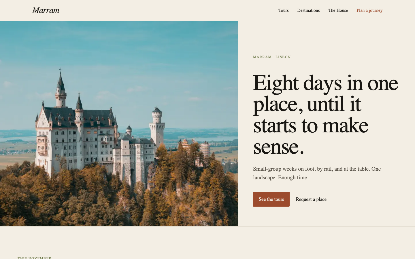 Marram travel website template homepage screenshot