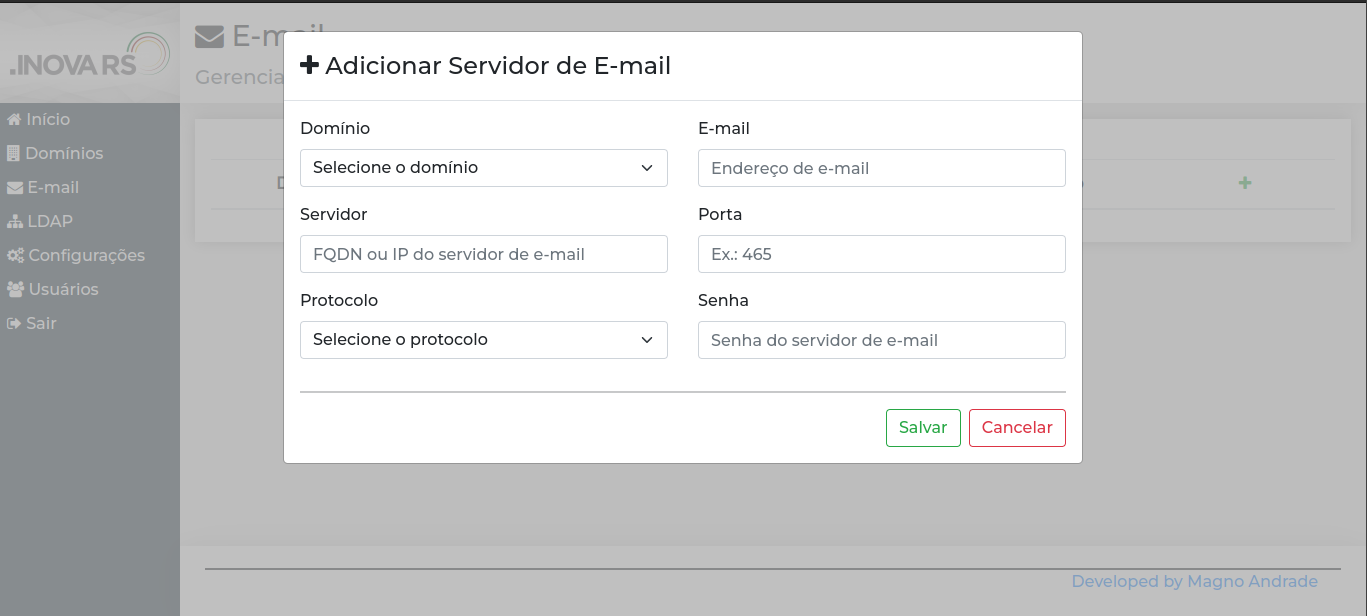 configuracao de email