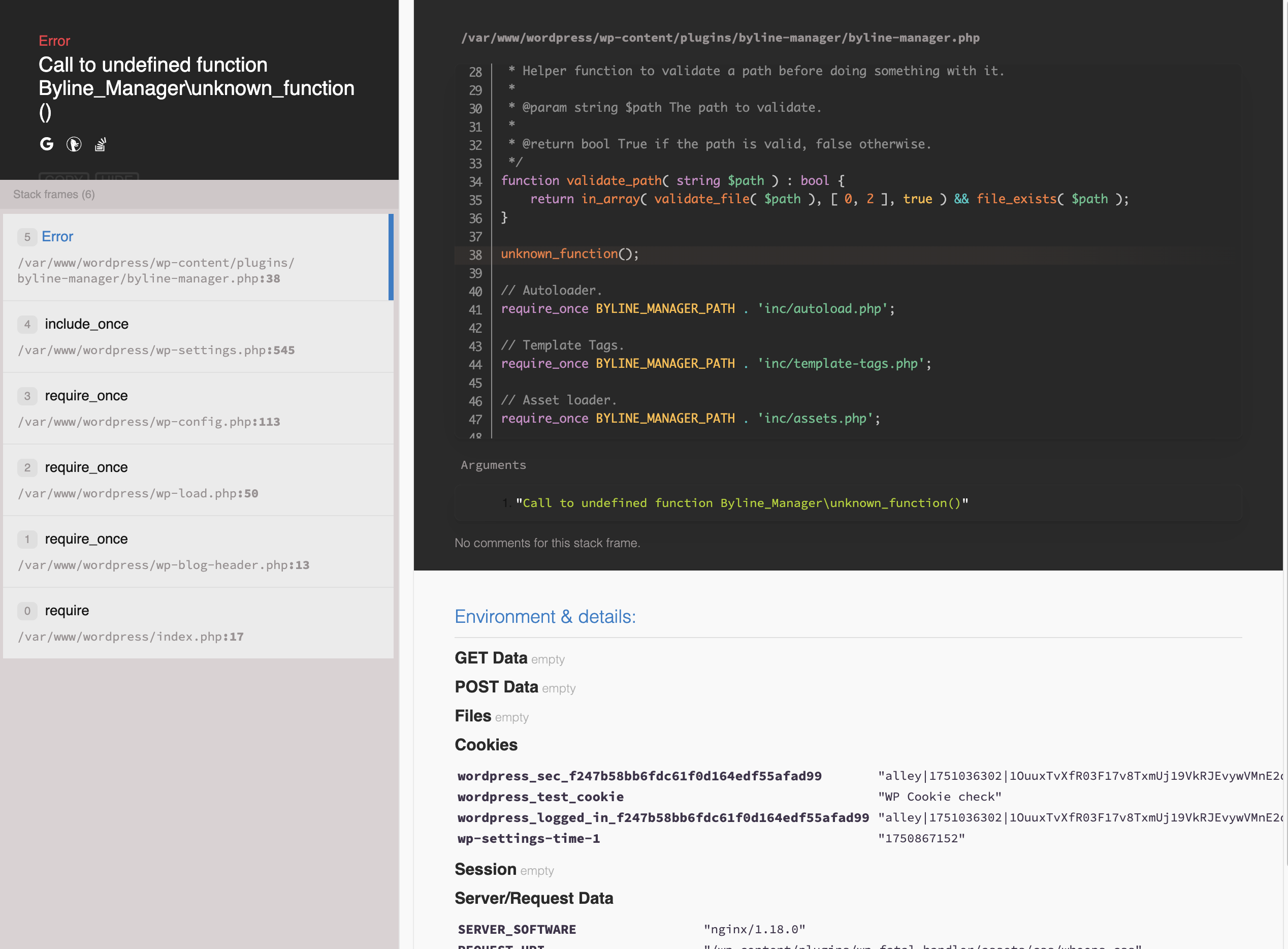 Screenshot of plugin