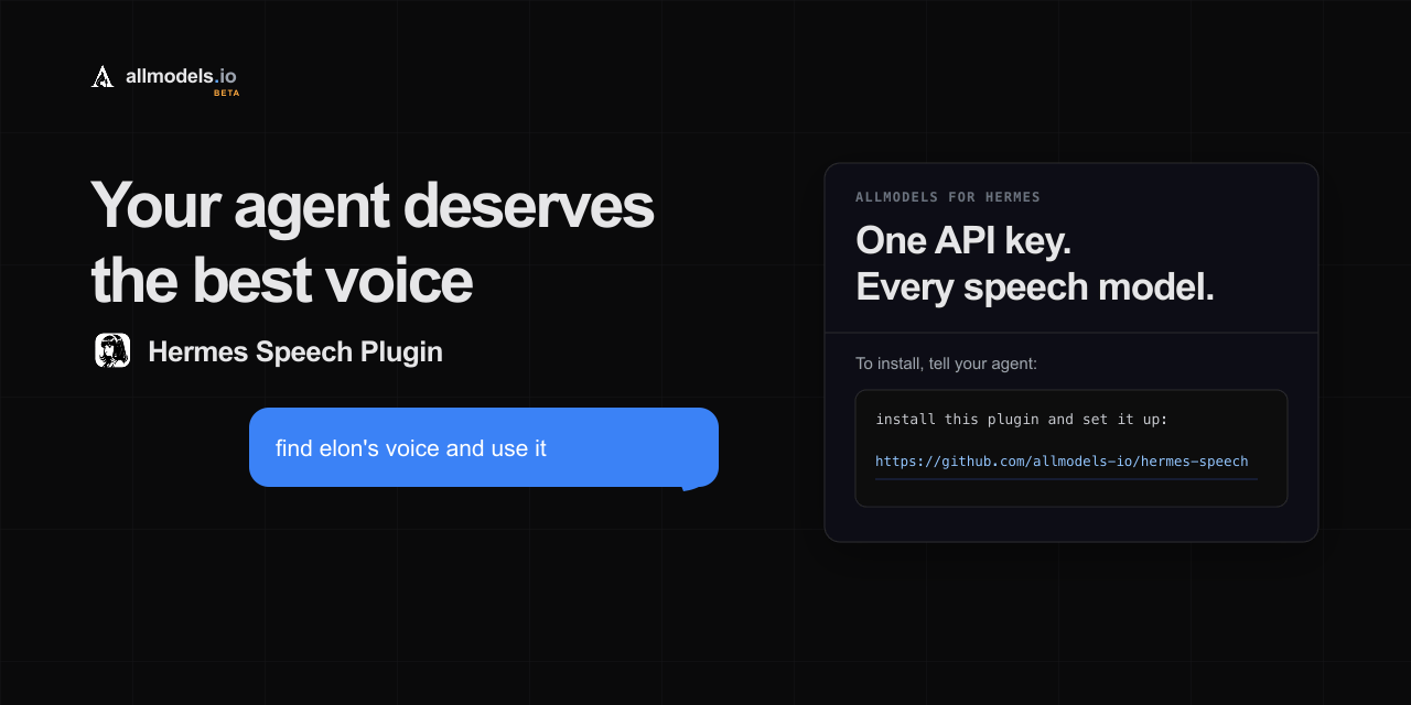 Hermes Speech — TTS and STT plugin for Hermes Agent
