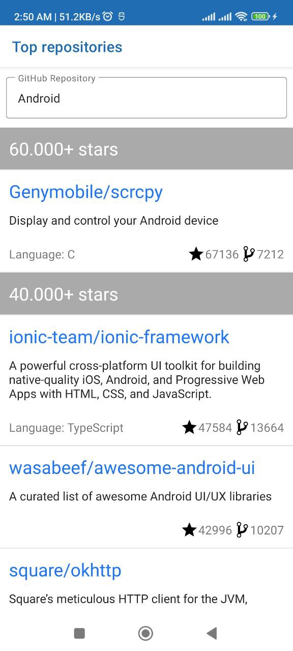 Home Screen (Top repositories)