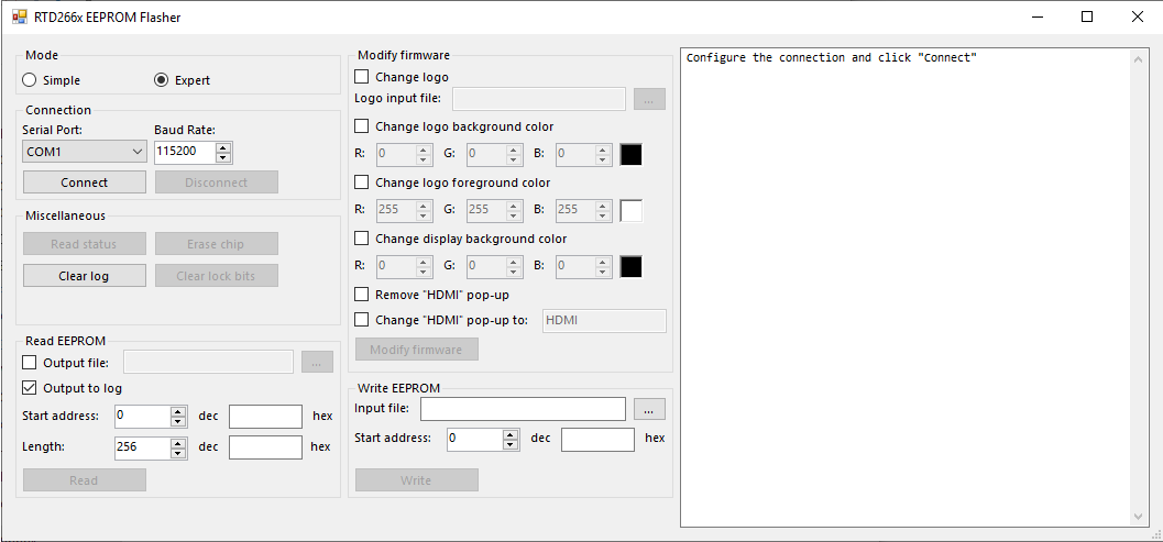 Screenshot of GUI tool