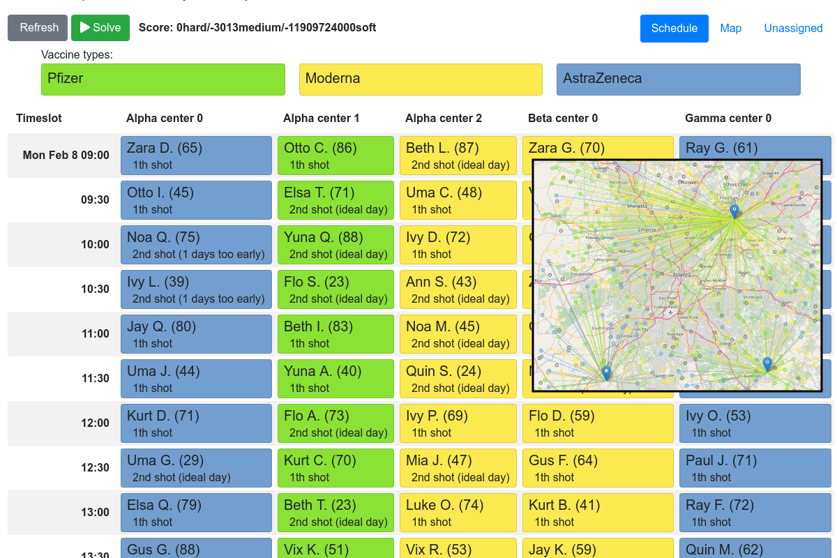 quarkus vaccination scheduling screenshot