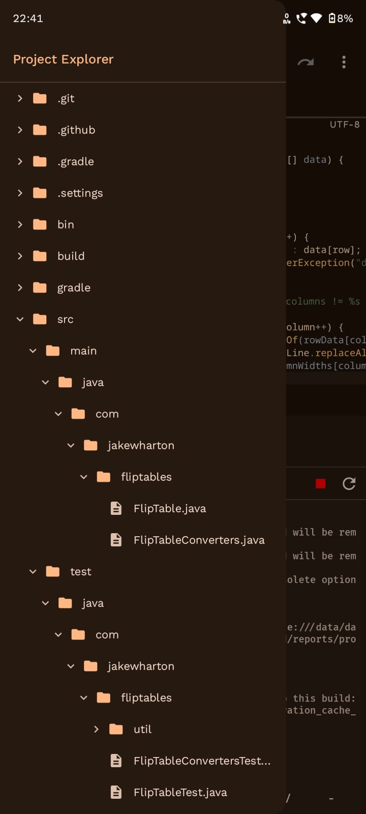A repository open in the Cosmic IDE project explorer