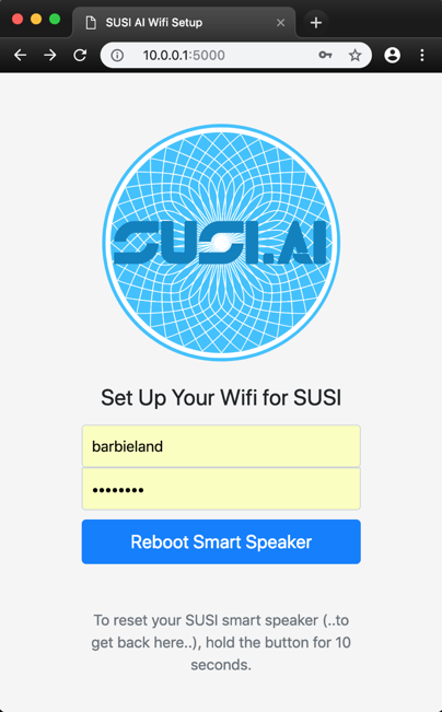 SUSI.AI Wifi Setup