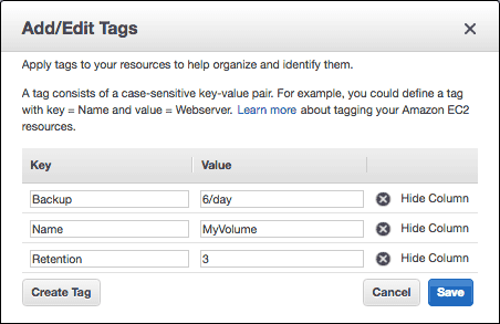 EBS Volume tagging example