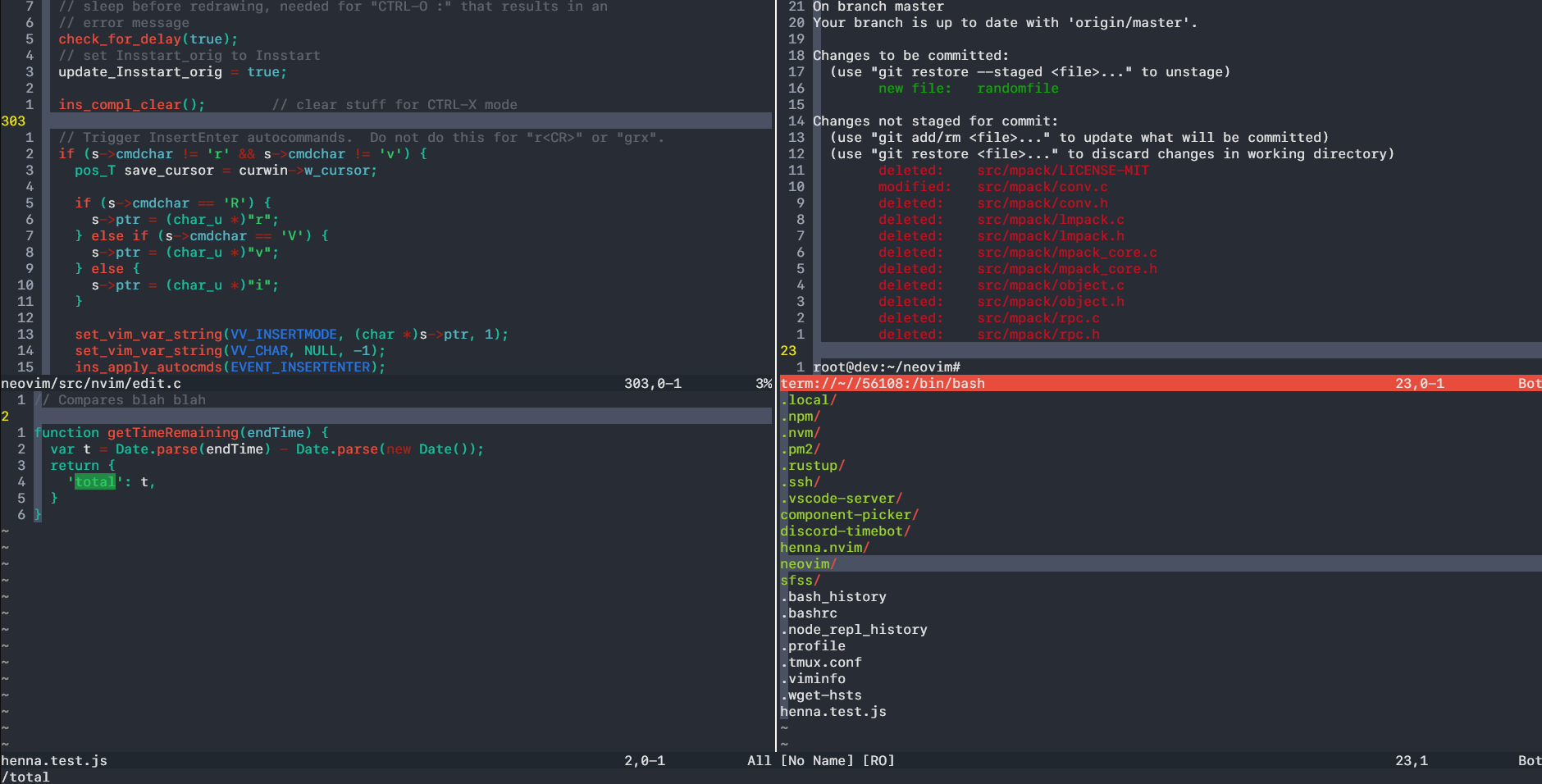 screenshot of neovim with theme applied