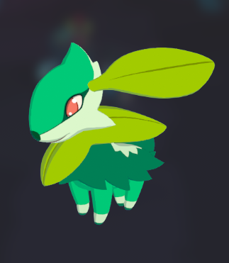 Medium, green deer-like animal with leaf-like antlers and leaf-like fur