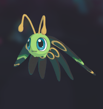 Round seed-like creature with large eyes and long, thin, lobe-like wings