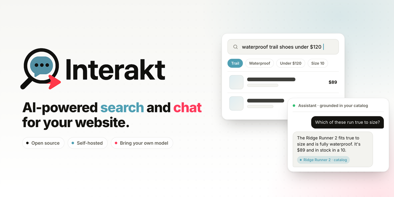 Interakt: AI-powered search and chat for your website