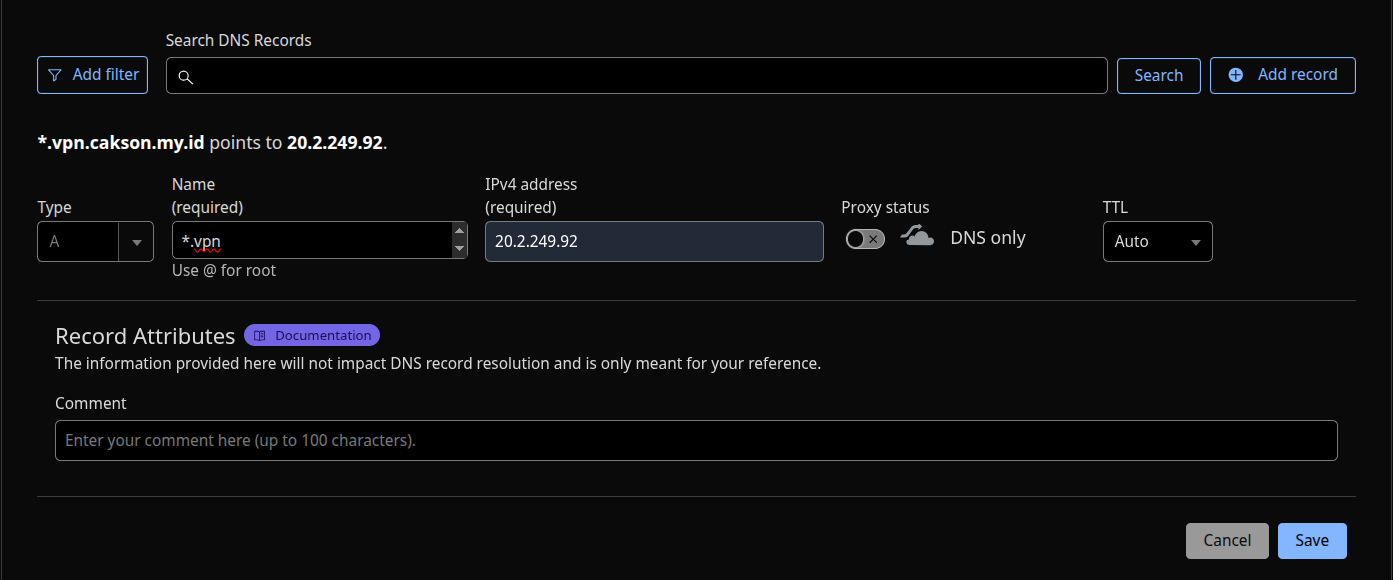 Cloudflare Wildcard DNS Setting