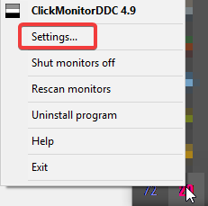 Right-Click in systray -> Settings