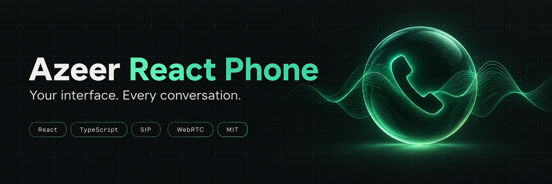 Azeer React Phone — Your interface. Every conversation. React, TypeScript, SIP, WebRTC, MIT.